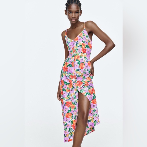 Zara Pink Floral Dress - Picture 3 of 7